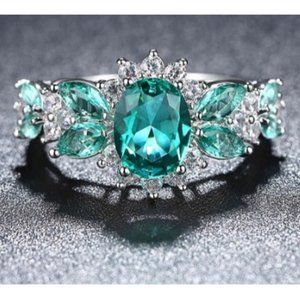 Ring Cluster Gemstones Vintage Deco RA7